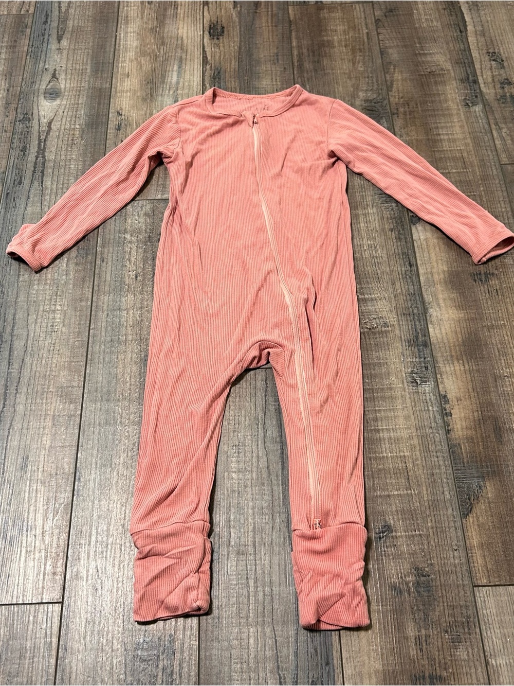 Unbranded Bamboo Pink 2 Way‎ Zip Up Pajamas Mauve Pink Fold Over 18-24 Months